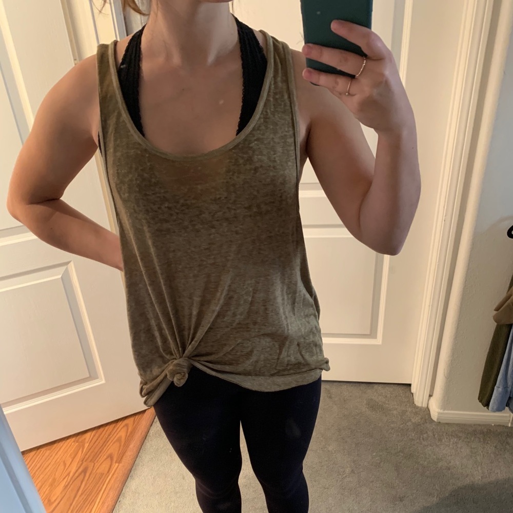 Free People Green-wash tank top